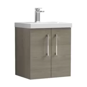 Image of Arno Solace Oak 500mm Wall Hung 2 Door Vanity Unit with 40mm Profile Basin - ARN2521A - Solace Oak - Nuie