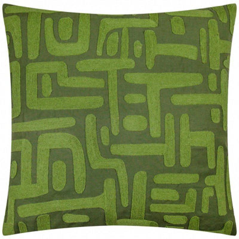 Image of Brooke Embroidered Cotton Cushion Ivy Green, Ivy Green / 45 x 45cm / Polyester Filled