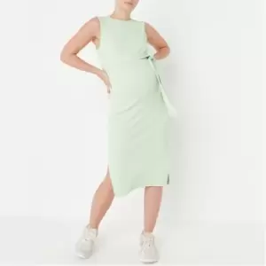 Image of Missguided Belted Rib Dress - Green