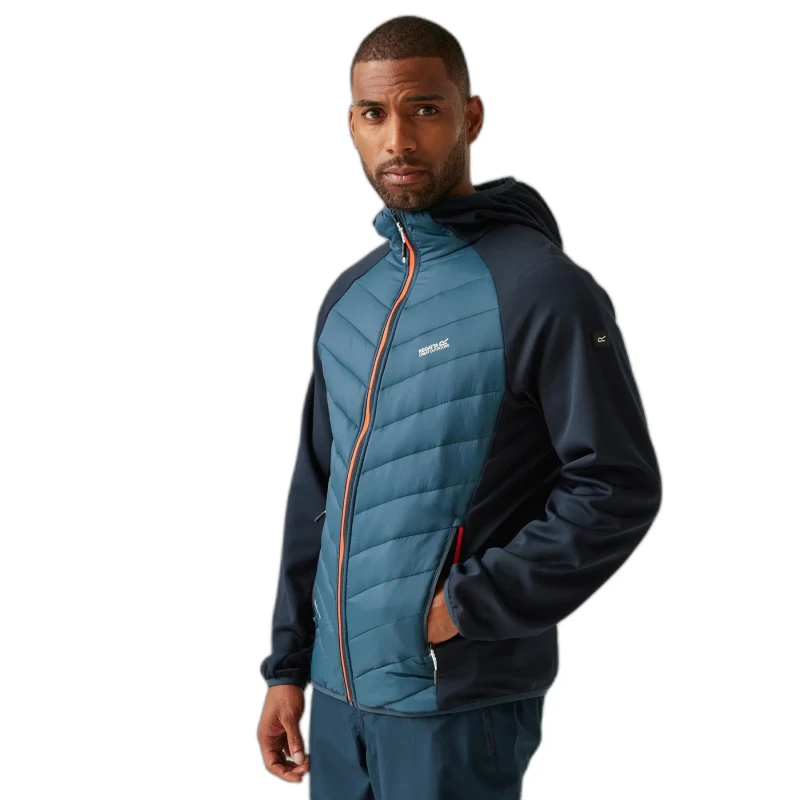 Image of Regatta Mens AndresonVIII Hybrid Padded Hooded Jacket S - Chest 37-38' (94-96.5cm) Moonlight Denim/Navy(Tangerine) RMN228-H7T-S