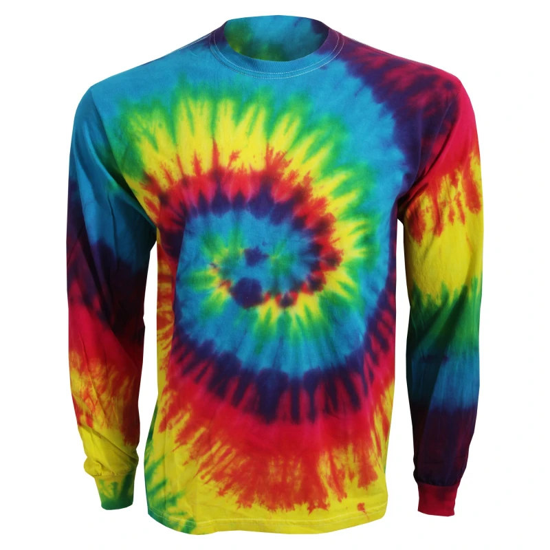 Image of Colortone Long Sleeve Tie-Dye T-Shirt Size: Small Multicolor Unisex S
