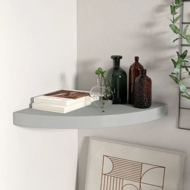 Image of VIDAXL Floating Corner Shelf Grey 35x35x3.8cm MDF vidaXL 8720286075531