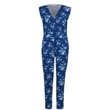 Image of Jack Wills Greencroft Floral Wrap Front Jumpsuit - Blue
