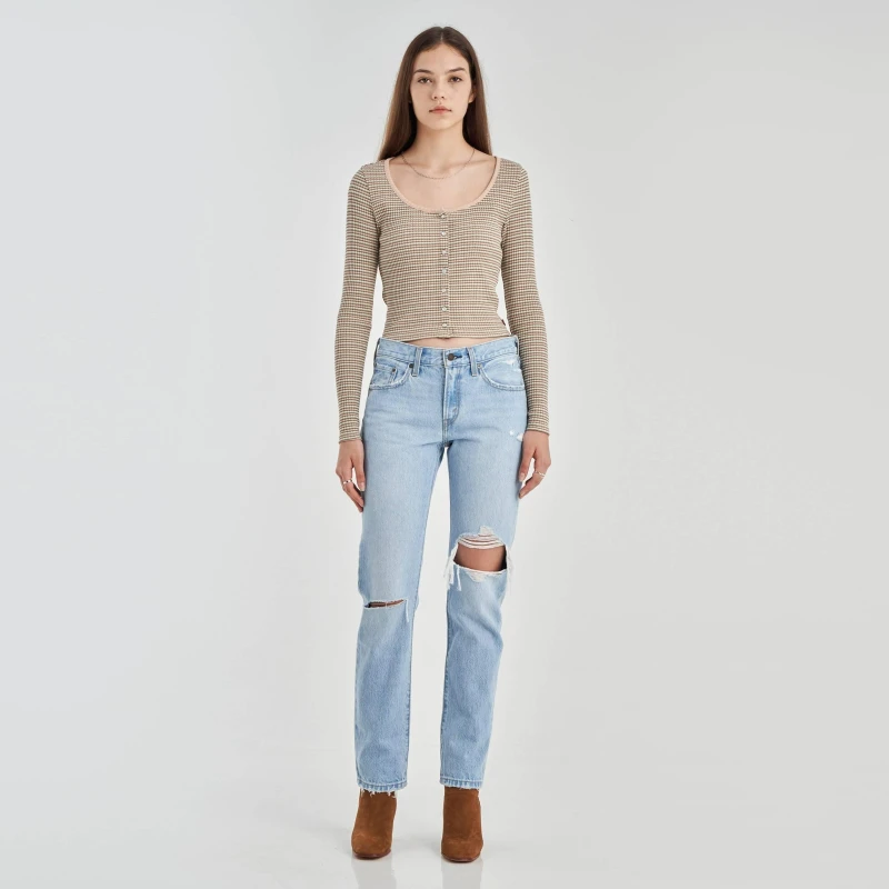 Image of Levis Middy Straight Jeans - Blue Blue 23 L30