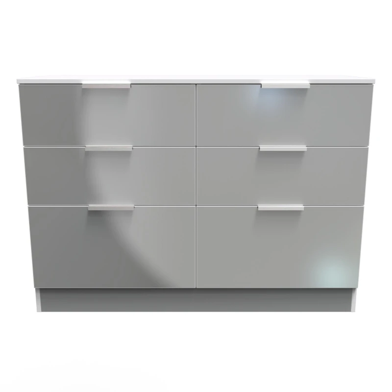 Image of Poole 6 Drawer Wide Chest In Uniform Grey & White (Ready Assembled)