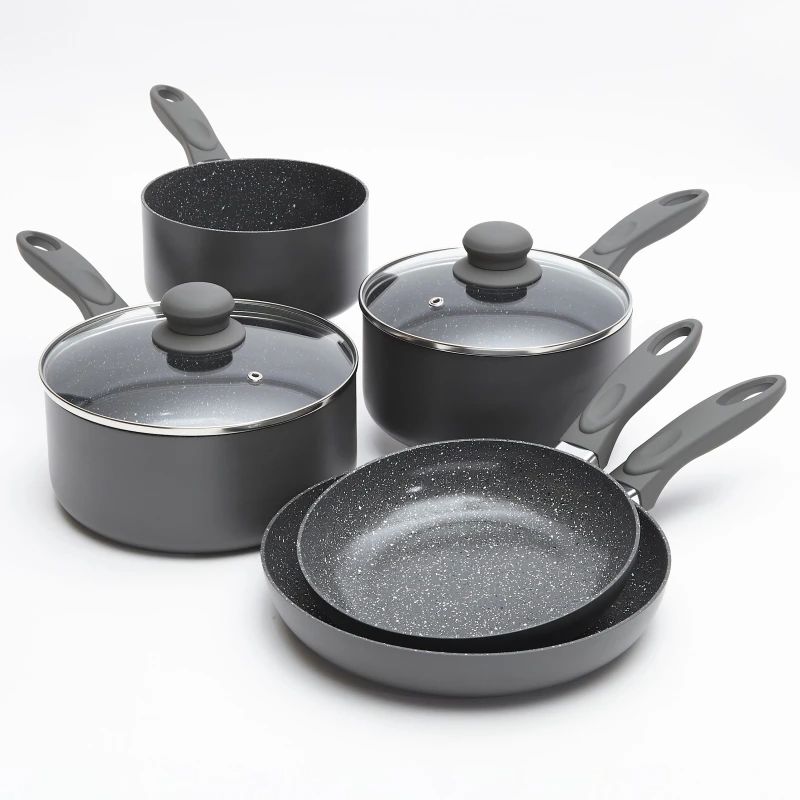 Image of Durastone Grey 5 Piece Non-Stick Cookware Set Mid Grey