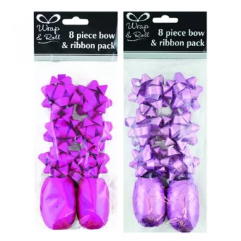 Image of 8 Piece Bow and Ribbon Gift Set Pink Pack of 12 17184-B