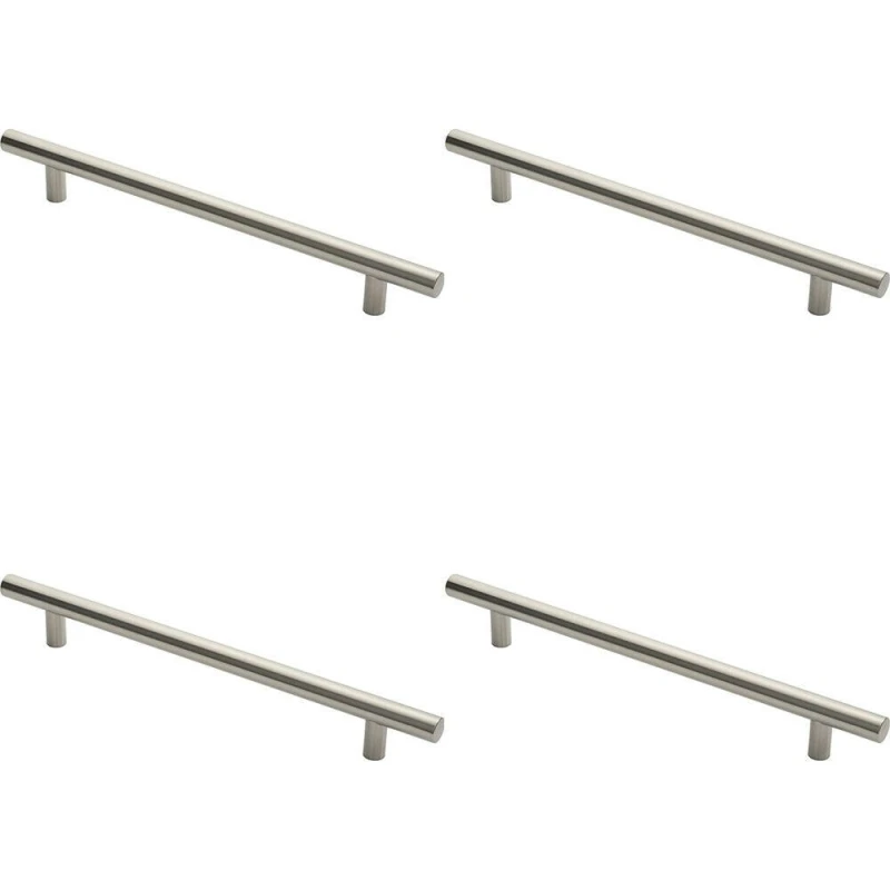 Image of Loops 4x Straight T Bar Pull Handle 600 x 30mm 450mm Fixing Centres Satin Steel Metallics unisex