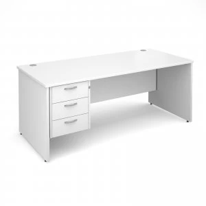 Image of Maestro 25 PL Straight Desk With 3 Drawer Pedestal 1800mm - White pane
