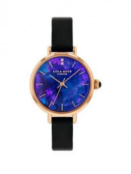 Image of Lola Rose Lola Rose Sapphire Diamond Dial Black Leather Strap Ladies Watch
