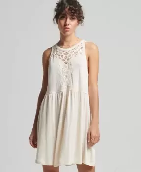 Image of Superdry Womens Vintage Lace Racer Dress Cream / Oatmeal - Size: 14