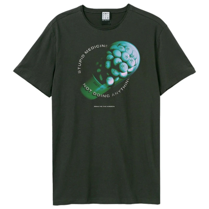 Image of Amplified Amplified Men Stupid Medicine Bring Me The Horizon T-Shirt in Charcoal Size: Small Charcoal S Male 5063470409945