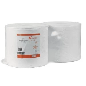Image of 5 Star Facilities Giant Wiper Roll 2 ply Perforated Sheet 370x370mm 40gsm 1000 Sheets White Pack of 2