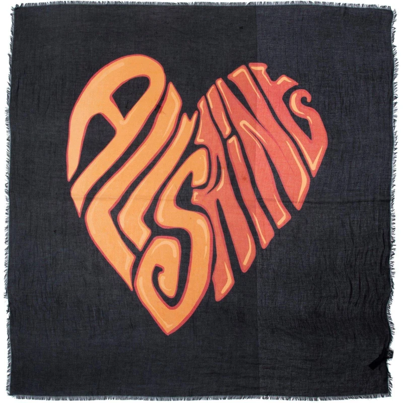 Image of AllSaints Womens Large Heart Logo Lightweight Scarf Black female One Size