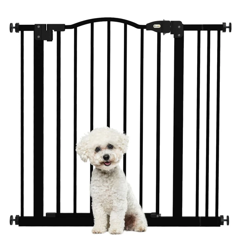 Image of PawHut 74-87cm Adjustable Metal Pet Gate Black D06-094V05BK