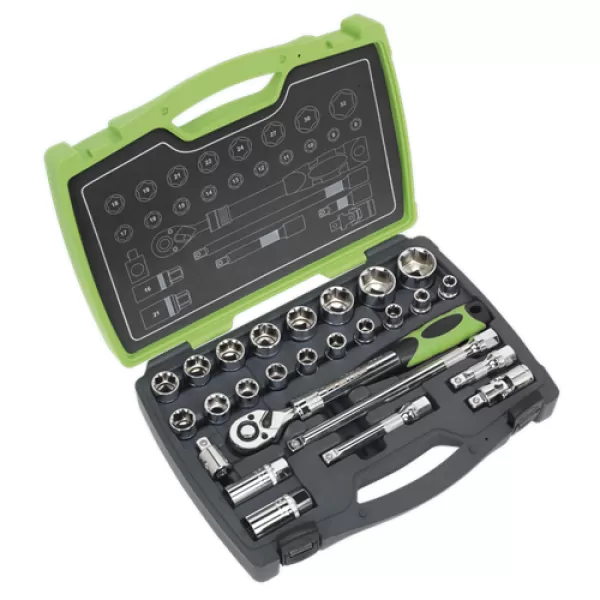 Image of Genuine SEALEY AK7961 Socket Set 26pc 1/2Sq Drive 6pt WallDrive® Metric