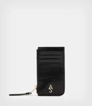 Image of AllSaints Womens Leather Crocodile Effect Marlborough Cardholder