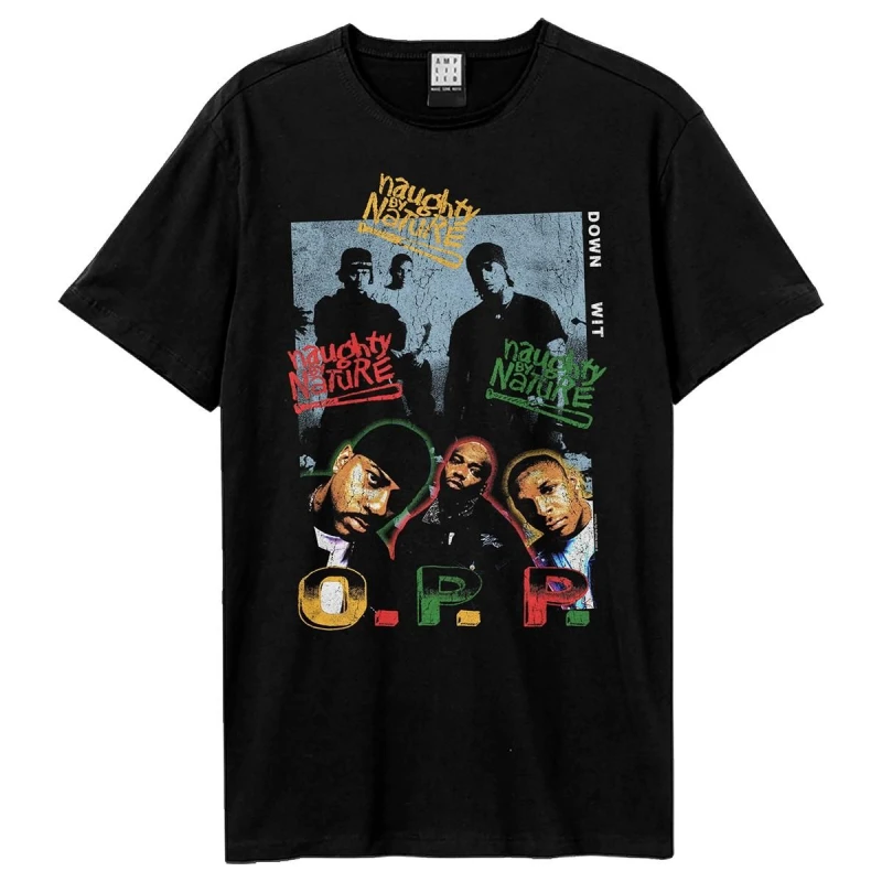 Image of Amplified Amplified Men Hip Hop Hooray Naughty By Nature Cotton T-Shirt in Black Size: X-Small Black XS Male 5063806741589