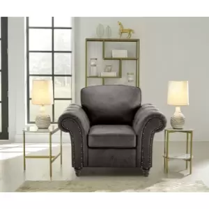 Image of Oakana Luxury Leather Armchair Sofa - Black - Black