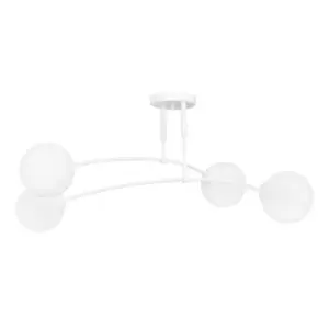 Image of Pregos White Globe Ceiling Light with White Glass Shades, 4x E14