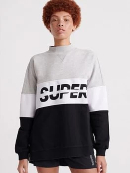 Image of Superdry Sport Pusher Crew Neck Top - Black, Size 8, Women