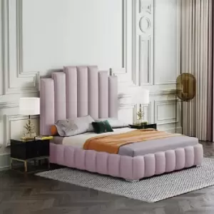 Image of Leisa Upholstered Beds - Plush Velvet, Super King Size Frame, Pink - Pink