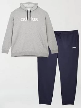 Image of Adidas Plus Size Hooded Tracksuit - Grey