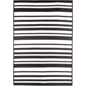Image of Stripe Lightweight Waterproof Indoor/Outdoor Rug 230x160cm - Black, White / Stripe - Charles Bentley