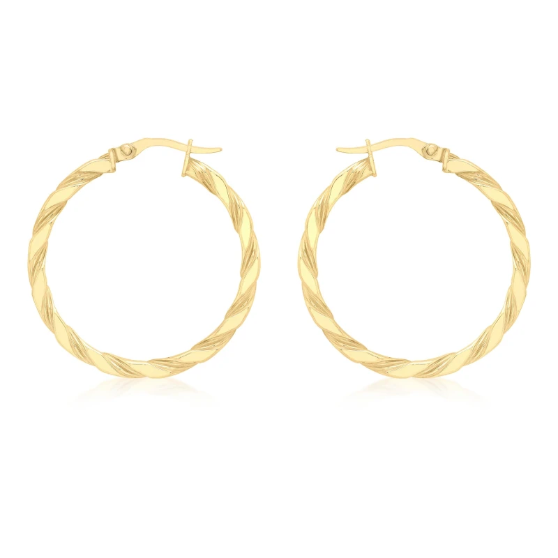 Image of Be You 9ct Gold Twist Hoop Earrings Yellow Gold female One Size