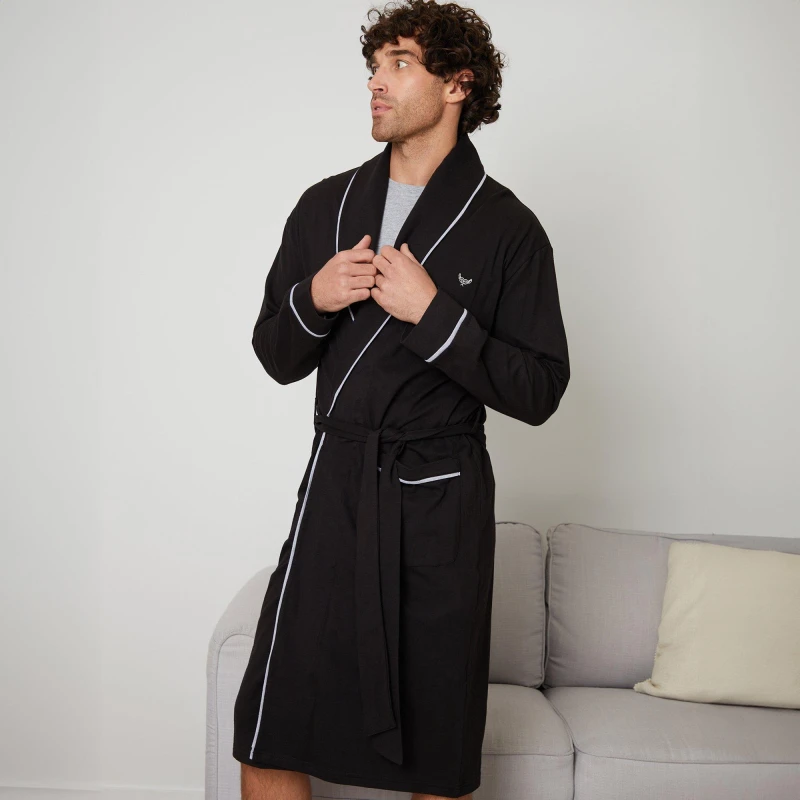 Image of Threadbare 'Virgo' Dressing Gown Black