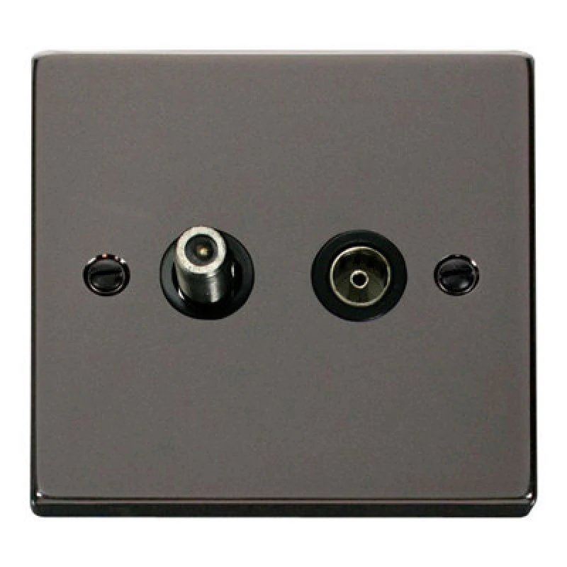Image of SE Home Black Nickel Satellite And Isolated Coaxial 1 Gang Socket Black