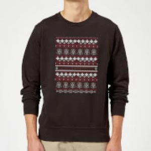 Image of Star Wars On The Naughty List Pattern Christmas Sweatshirt - Black - M