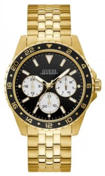 Image of Guess Mens Odyssey Gold Tone Bracelet Black Dial Watch