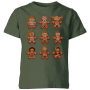 Image of Star Wars Gingerbread Characters Kids Christmas T-Shirt - Forest Green - 5-6 Years