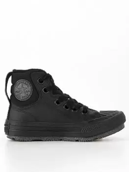 Image of Converse Kid's Converse Chuck Taylor All Star Berkshire Boot Leather High Top, Black, Size 11