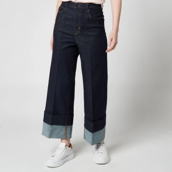 Image of Ted Baker Womens Nazz Deep Turn Up Denim Jeans - Dark Navy - W28