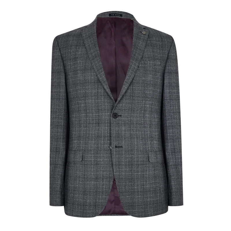 Image of Ted Baker Tuxedo Checked Jacket - Grey Grey S