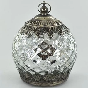 Image of LED Lantern Silver Pattern H14.5cm