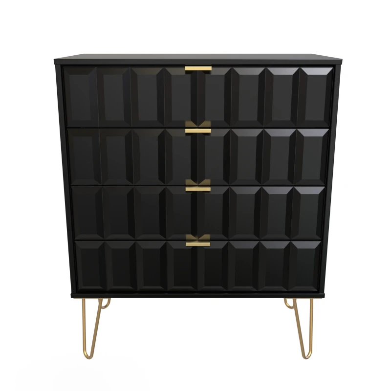 Image of Ready Assembled 2 U Metro 4 Drawer Chest (Ready Assembled) in True Black Size: Medium True Black Unisex Medium