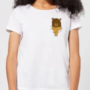 Image of Christmas Bear Pocket Womens T-Shirt - White - 4XL