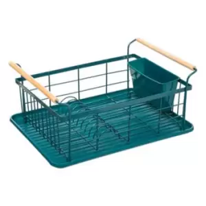 Image of 5Five Modern Dishrack With Bamboo Handle - Teal