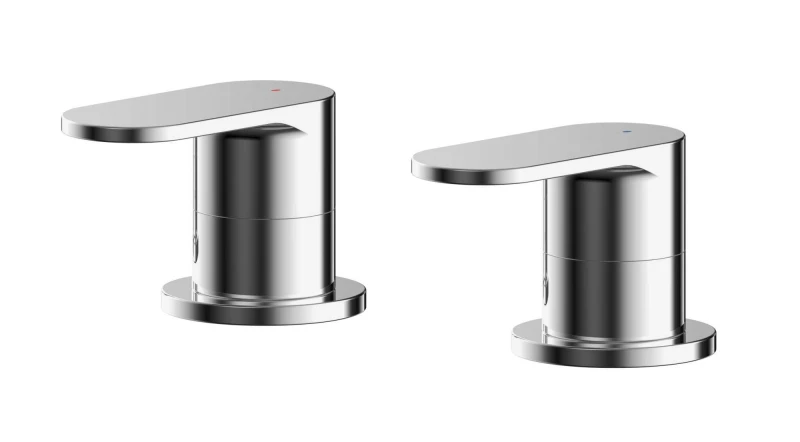 Image of Balterley Round Deck Mounted 3 4" Chrome Side Valves Chrome Silver