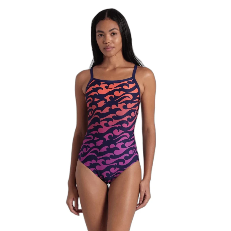 Image of Womens 1 Piece swimsuit Arena Surfs Up Lightdrop Back Bleu Female 44