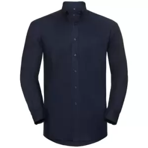 Image of Russell Collection Mens Long Sleeve Easy Care Oxford Shirt (18inch) (Bright Navy)