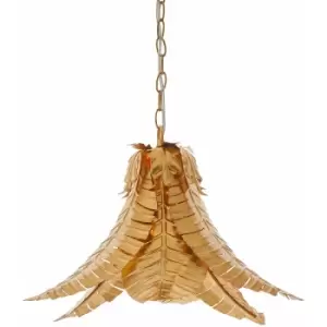 Image of Gold Ceiling Pendant Light Decorative Leaf Design Single Bulb Hanging Fitting