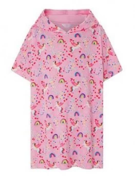Image of Accessorize Girls Retro Rainbow Unicorn Towelling Kaftan - Multi