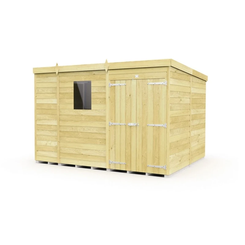 Image of Buttercup Farm 9 x 8 Feet Pent Shed - Double Door W/ Windows - L231 x W276 x H201cm in Brown Brown Unisex