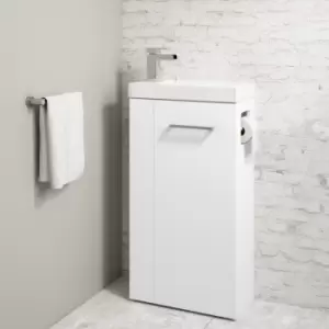 Image of 430mm White Cloakroom Freestanding Vanity Unit with Basin and Chrome Handle - Virgo