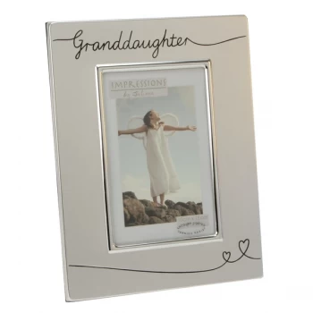 Image of 4" x 6" - Silver Plated Satin Photo Frame - Granddaughter