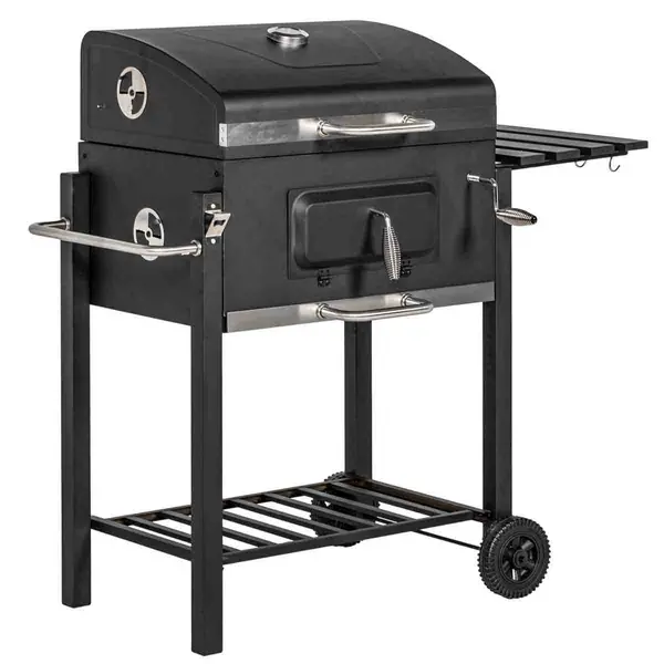 Image of Outsunny Charcoal Grill BBQ Trolley - Black 846-013V00GY